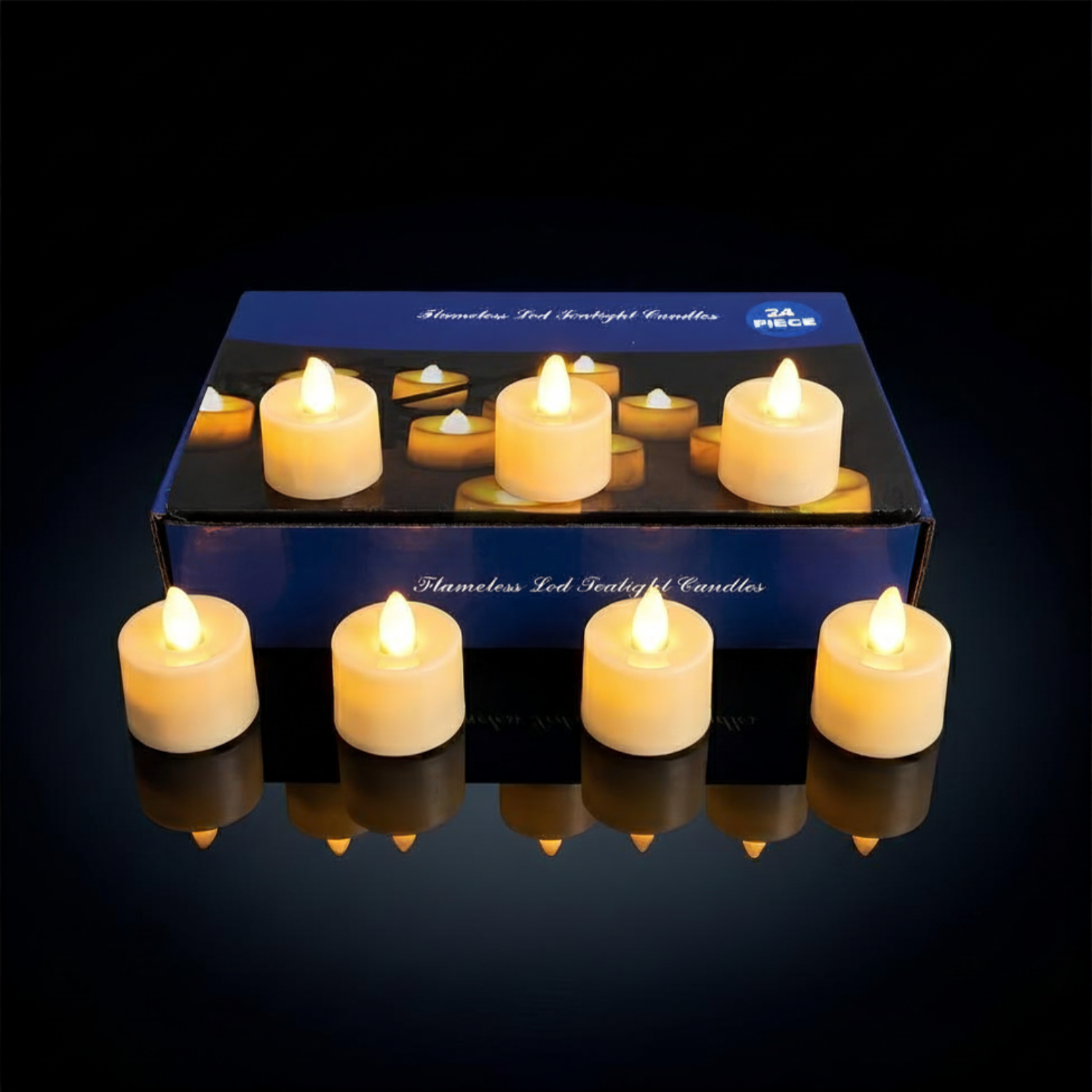 LED Warm Yellow Candles – Smokeless Flameless 24pcs LED Tealight Candles for Diwali, Pooja, Parties & Home Decoration