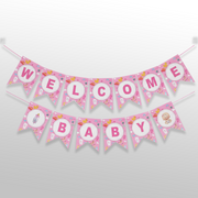 Pink welcome baby girl banner for baby arrival decoration
