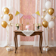 1st Birthday Pink & Golden Bunting Banner with “ONE”