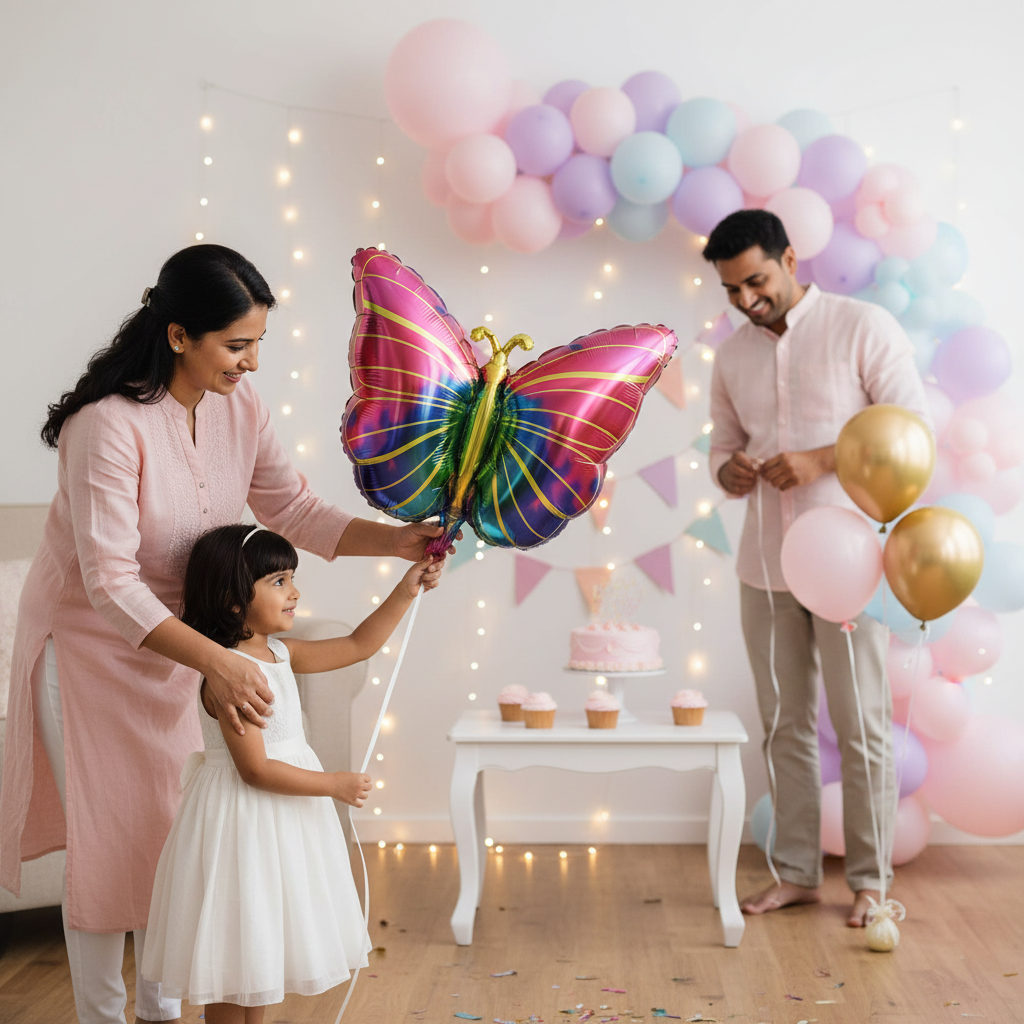 Rainbow Color Feather Butterfly Foil Balloon