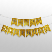 3D Bubbles Yellow Golden Happy Birthday Bunting Banner for Birthday Decorations

