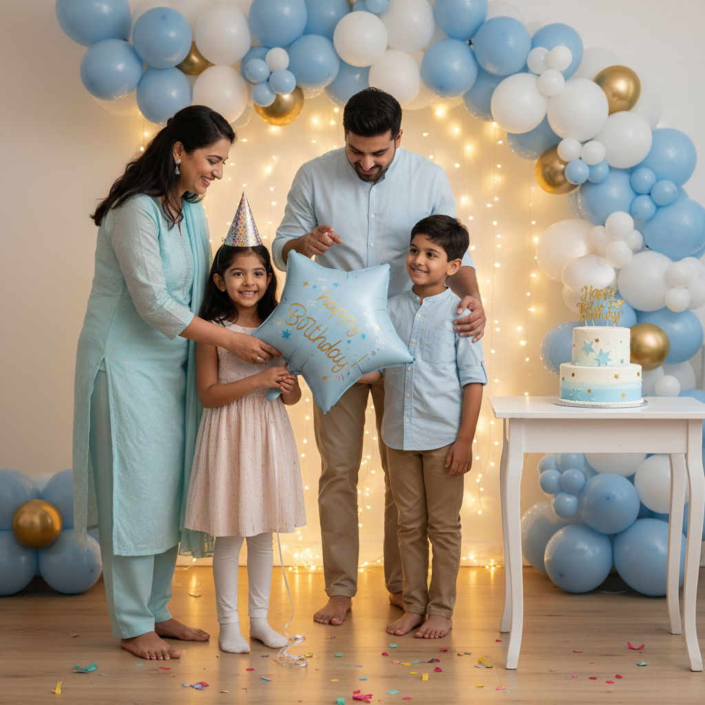 Pastel Blue Happy Birthday Star Foil