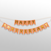 Orange and golden happy anniversary bunting flag banner decoration

