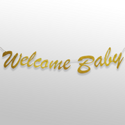 Gold cursive glitter welcome baby cutout banner for baby arrival decoration
