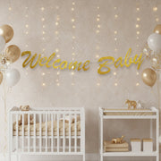 Gold Cursive Glitter Welcome Baby Cutout Banner