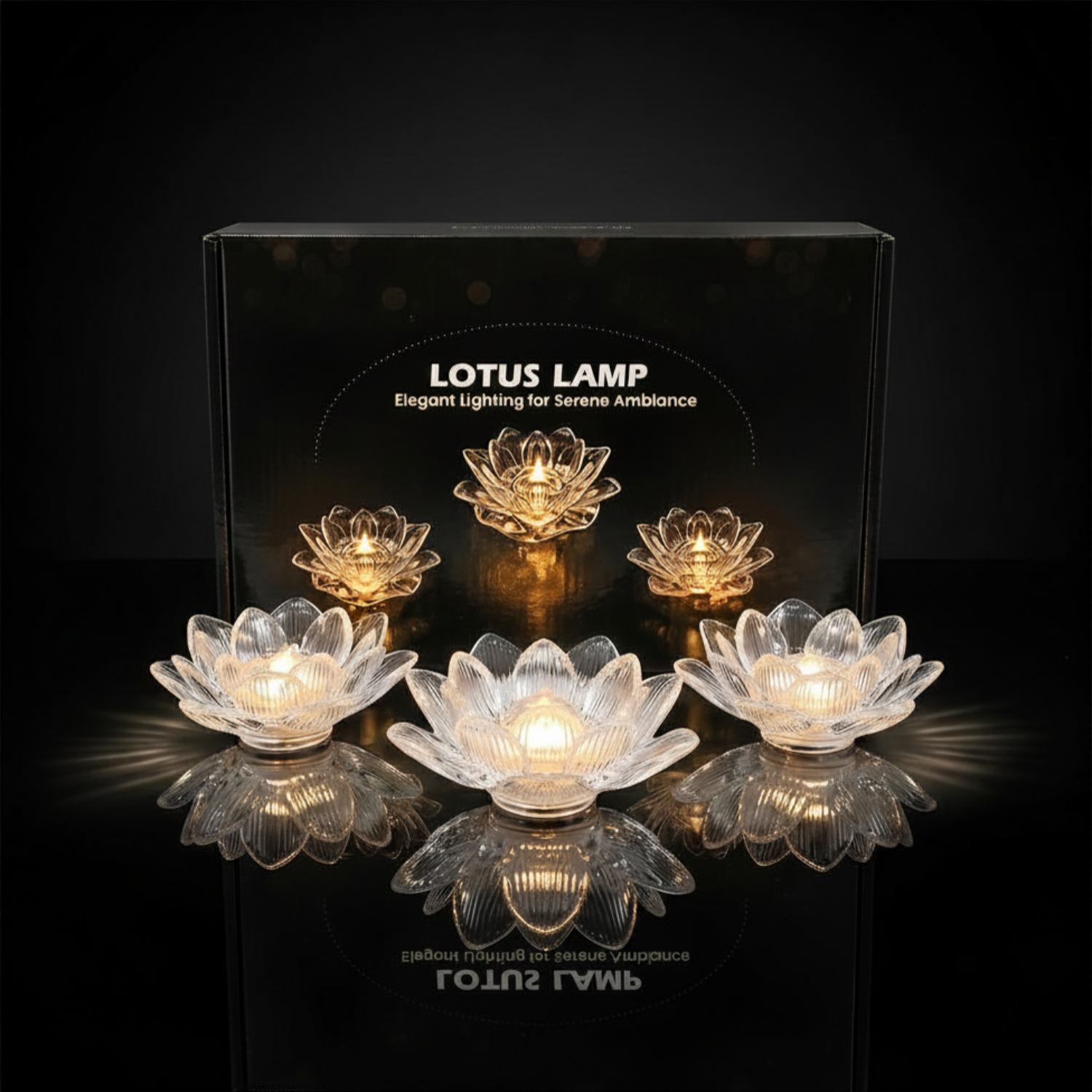 Lotus LED Candles | Crystal Lotus LED Candles, Diya Candle & Lotus Lamp for Mandir, Table and Festive Decoration