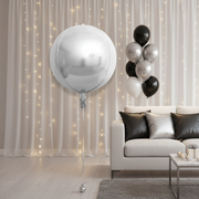 Silver 3D & 4D Orbz Shaped Foil Balloon