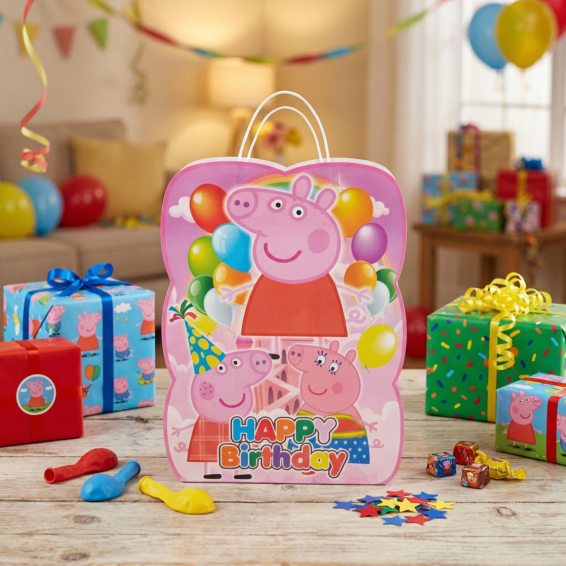 Peppa Pig Theme Happy Birthday Gift Bag
Cartoon Theme Party Favor Bag for Kids