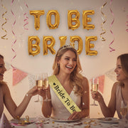 Gold Bride To Be Foil Balloon with Gold Bride to be Sash and golden Headband combo