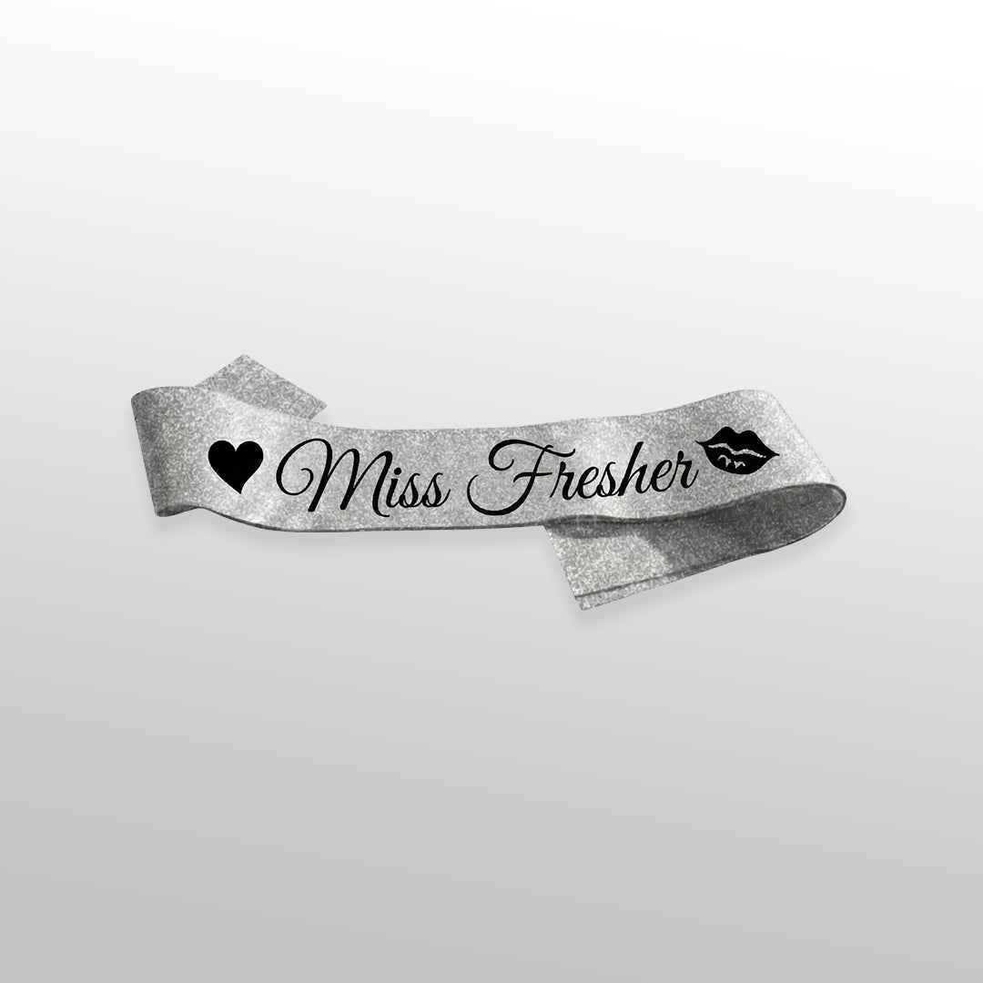 Shimmering Silver Freshers Prop for Events
Premium Miss Fresher Award Sash