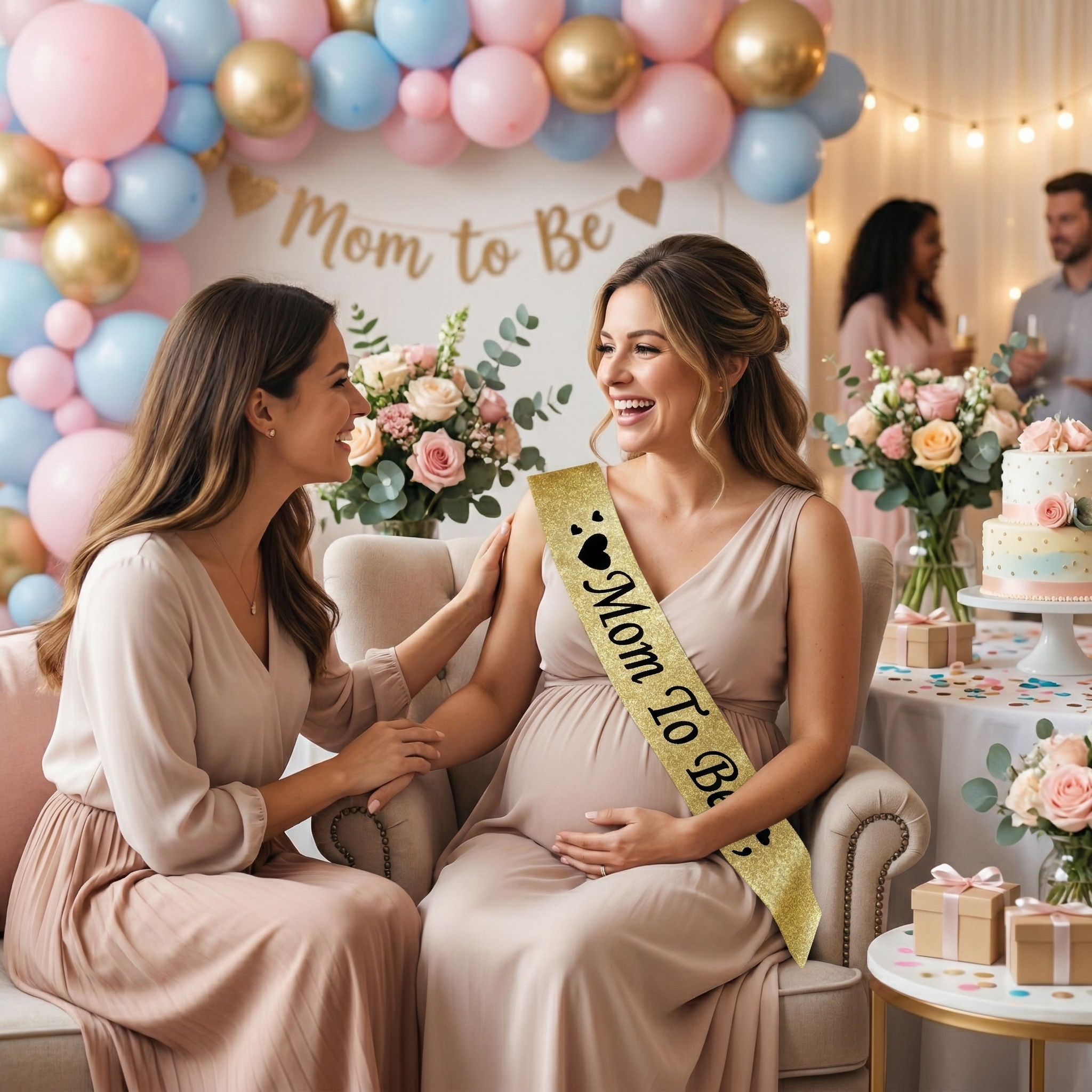 Gold Mom To Be Glitter Sash for Women
Baby Shower Party Accessory