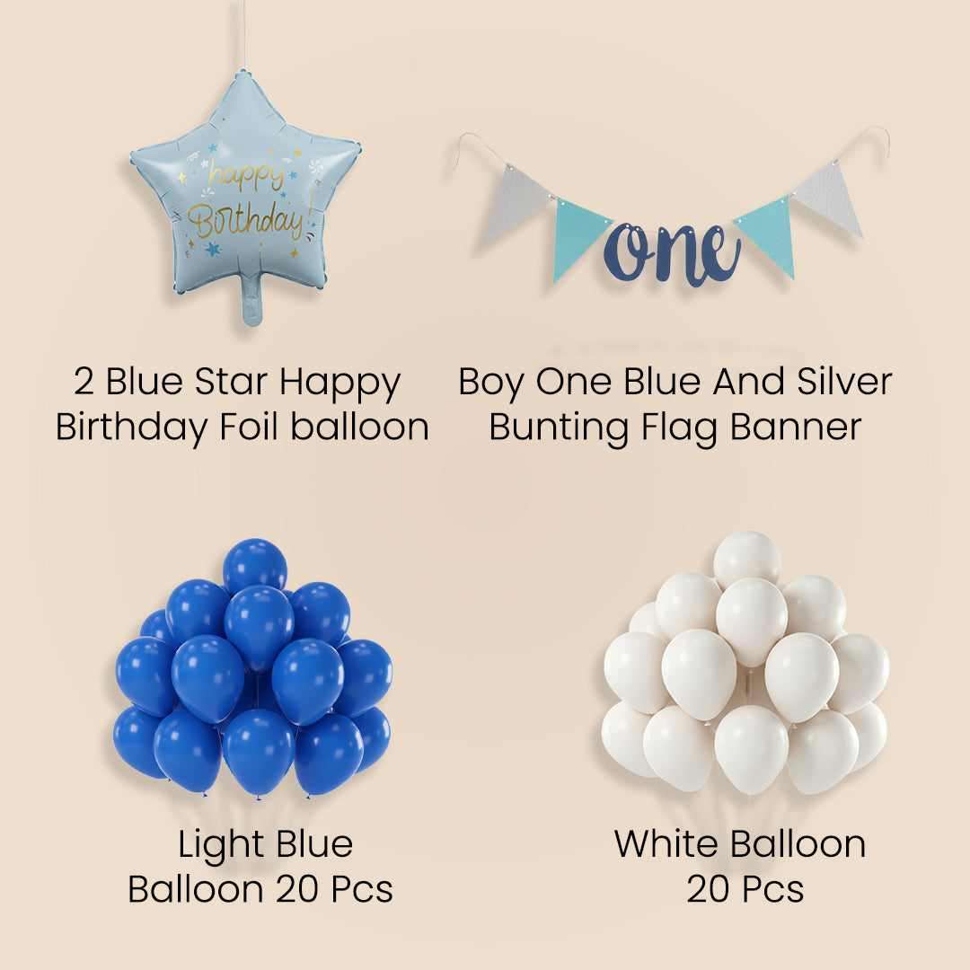 Blue and White Balloons for 1st Birthday
