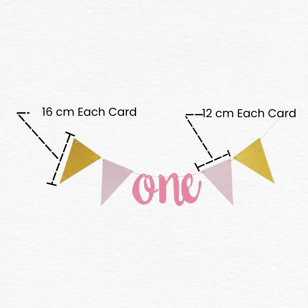 1st Birthday Pink & Golden Bunting Banner with ONE / Pink & Golden ONE Birthday Banner / Girls 1st Birthday Bunting Flag Decoration