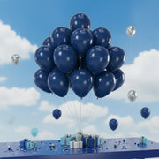 50 Pcs Dark Blue Balloons Latex Party Round Balloon for Decorations
