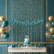 Blue Cursive Glitter Happy Birthday Cutout Banner