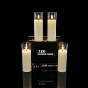 Extra Large Glass LED Candle with Transparent Glass Frame, Smokeless Flameless Light for Home, Table, Festive & Mandir Decor