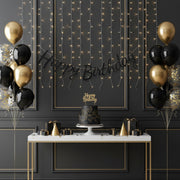 Black Cursive Glitter Happy Birthday Cutout Banner