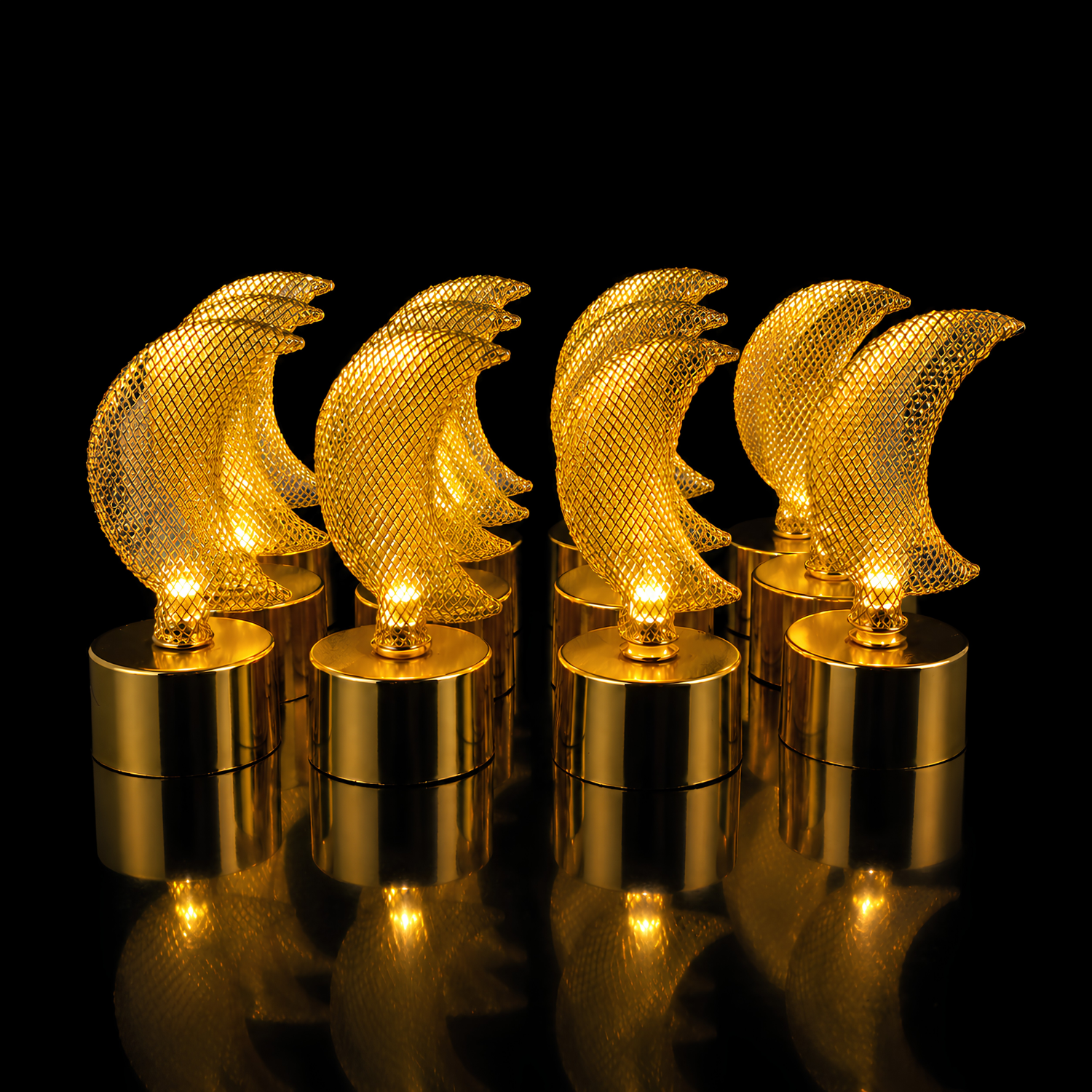 Golden Moon Shaped LED Candles | Moon Tealight Candles for Decorative Moon Theme, Flameless LED Ambient Lighting for Home, Party & Wedding Decor