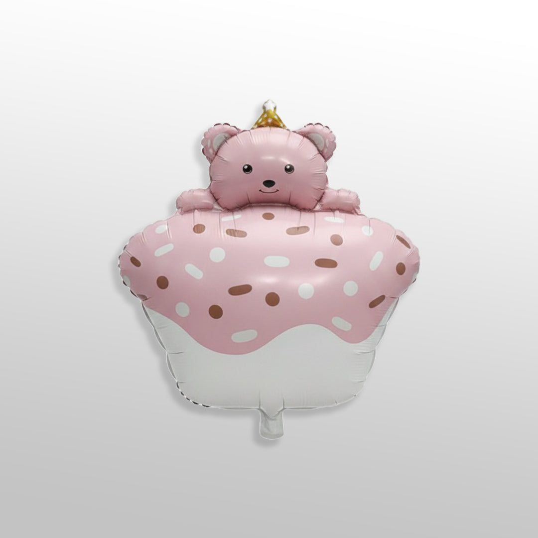 Bear cake foil balloon pink pastel chocolate