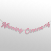 Pink cursive glitter naming ceremony banner for baby naming decoration

