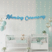 Blue Cursive Glitter Naming Ceremony Cutout Banner