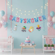 Pink and Blue Baby Shower Printed Foil Balloon Banner