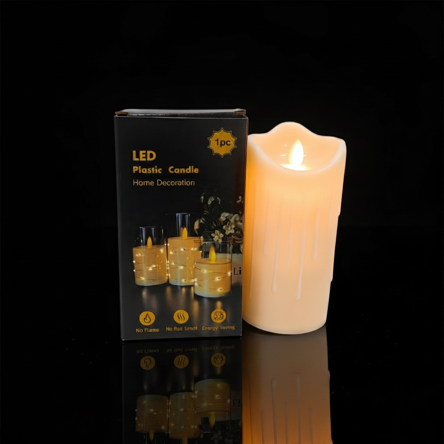 Medium LED Swing Candle 15×7.5cm | Melting Shape White Flameless Smokeless Decorative Candle for Home, Festive, Pooja & Mandir Decor