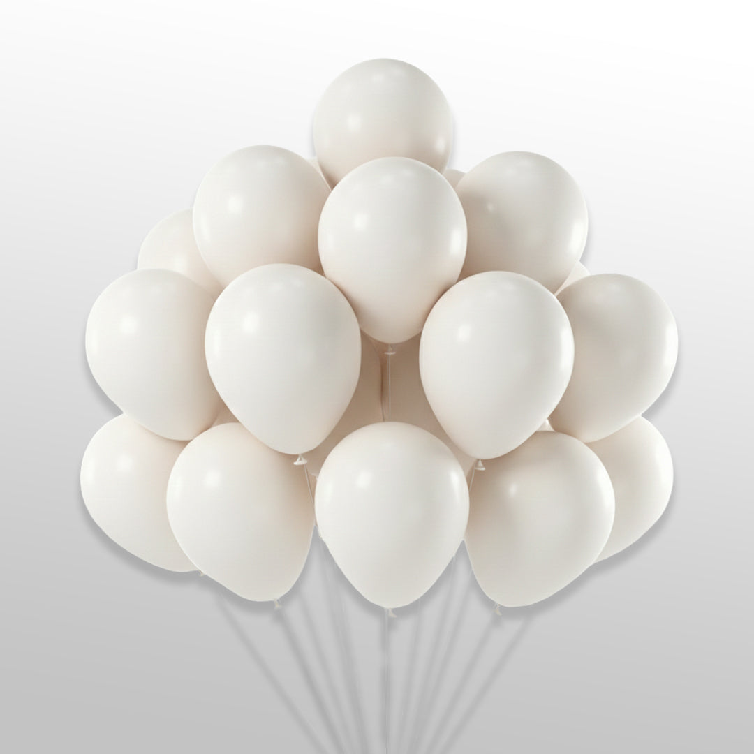 50 pcs white round balloons for birthday decoration and party setup
