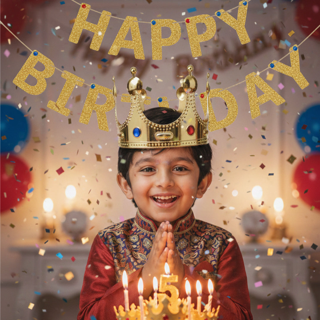 Golden prince princess crown for birthday boy and birthday girl
