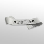 Silver bride to be sash for bridal shower decoration
