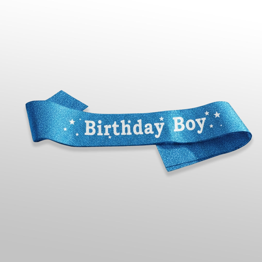 Blue Birthday Boy Sash for Happy Birthday Boy Party