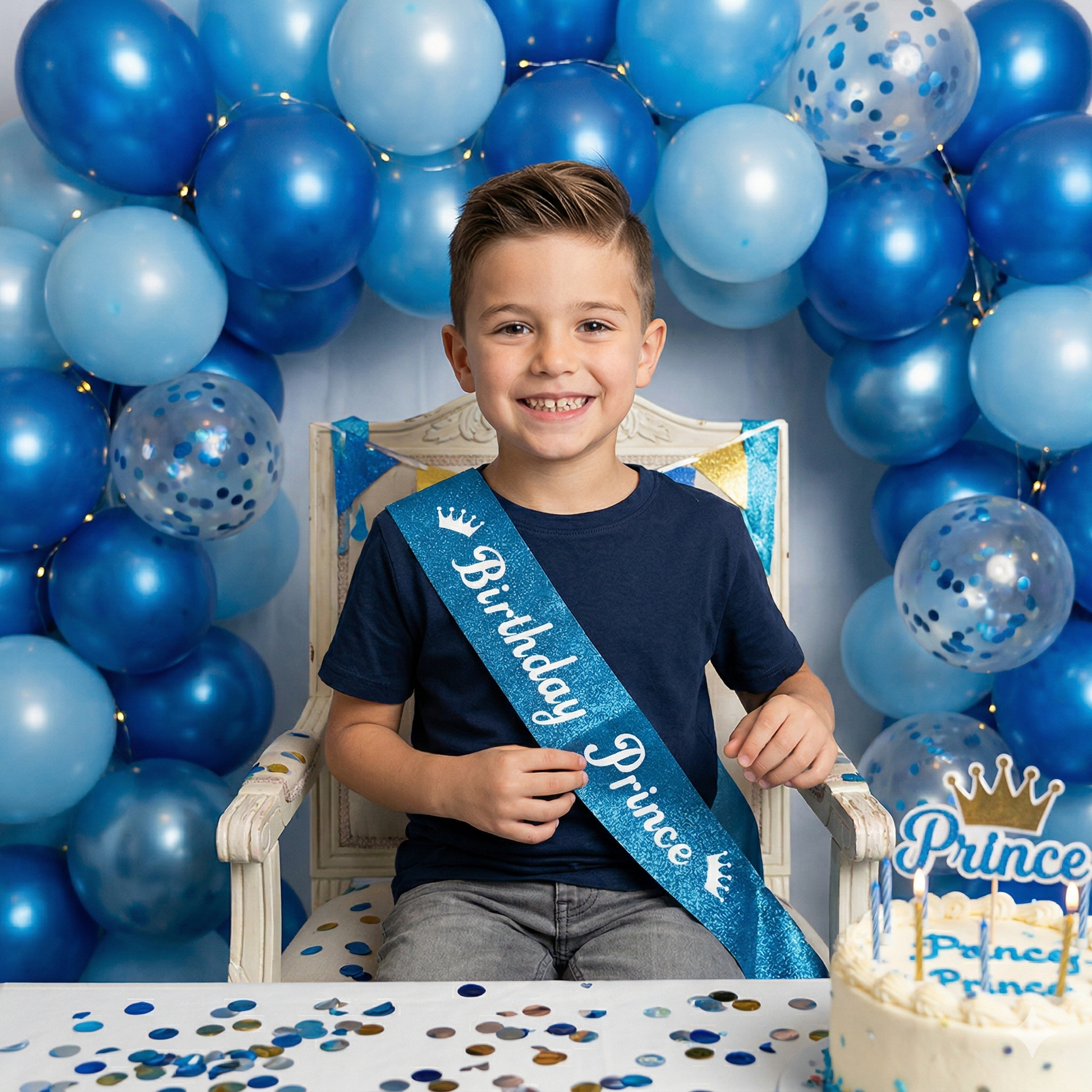 Blue Birthday Prince Glitter Sash for Boys
Birthday Party Accessory for Boys