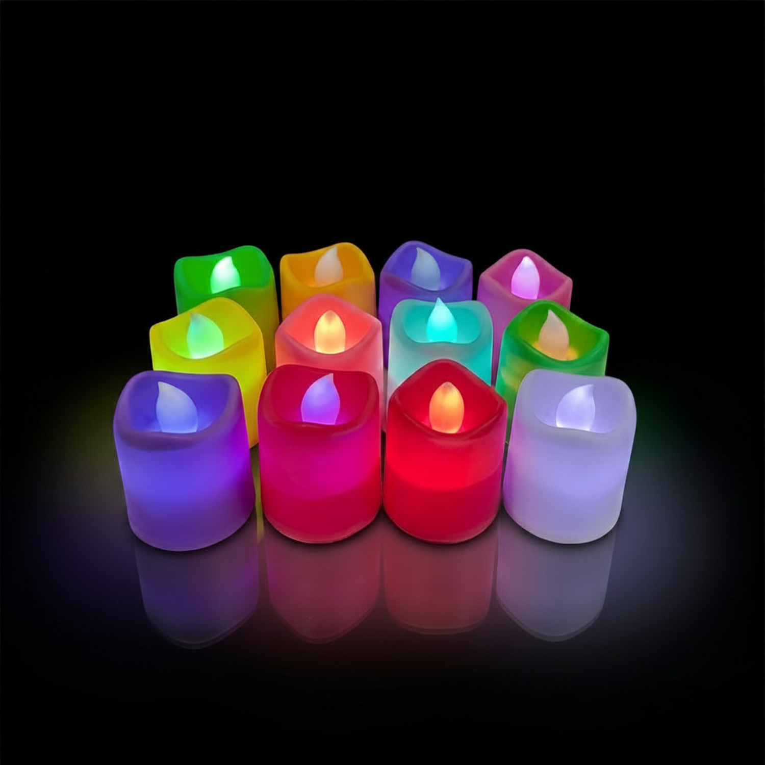 Colorful LED Candles for Home Decor, Diwali Decoration, Pooja, Parties & Festive Table Decoration – 12 Pcs