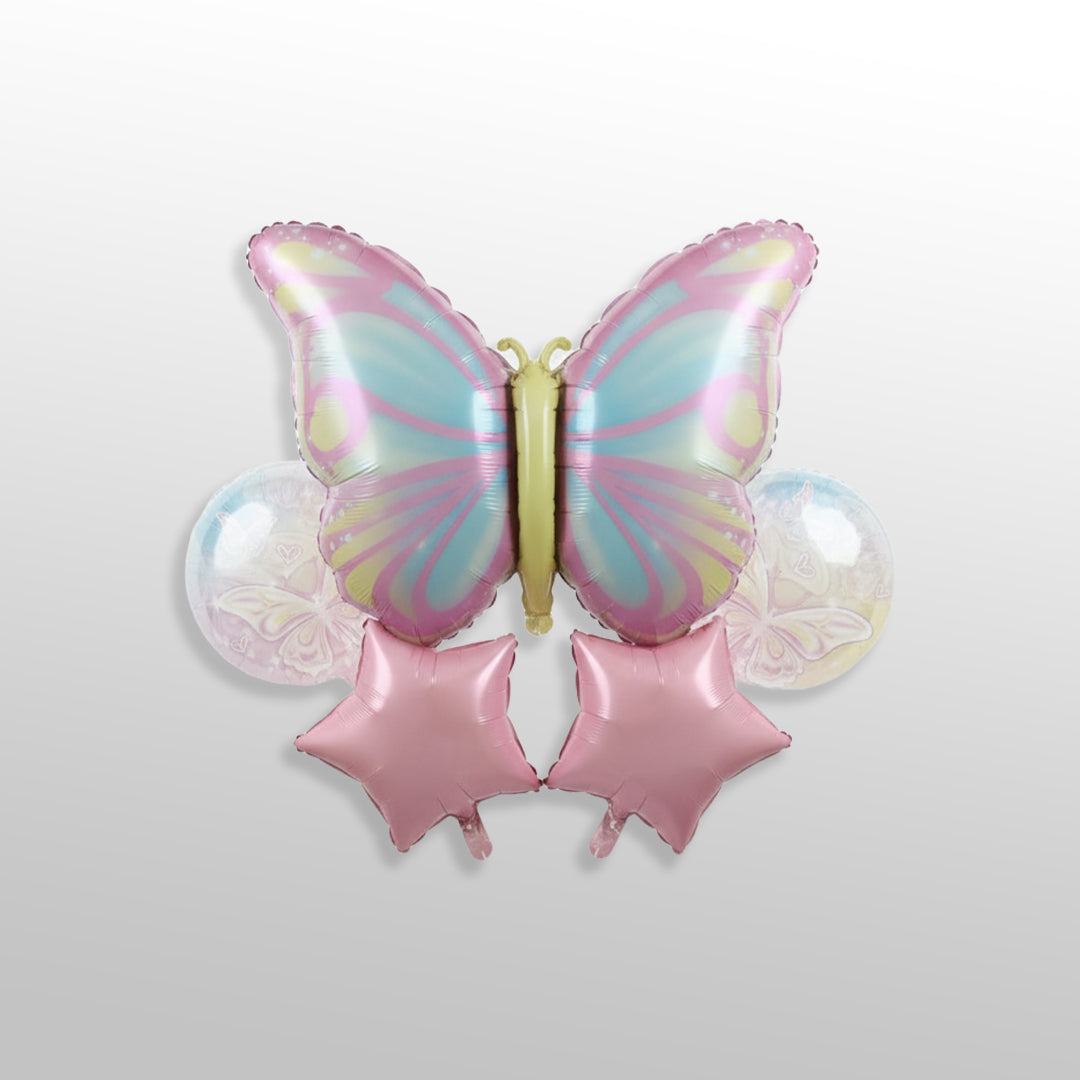 5 Pcs Colorful Butterfly Foil Balloon with Star Balloon