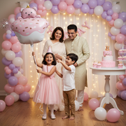 Bear cake foil balloon pink pastel chocolate