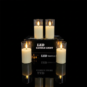 Small Glass LED Candle with Transparent Glass Frame, Smokeless Flameless Light for Home Decor, Table Decoration, Mandir Decor & Festive Occasions