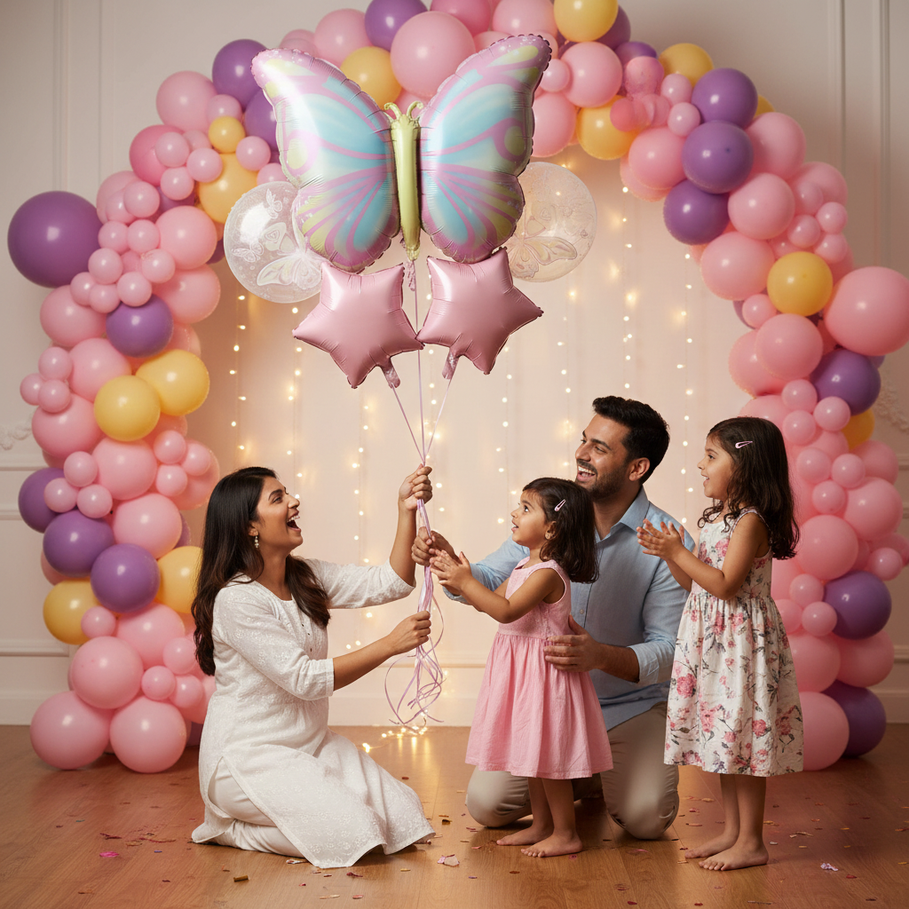 5 Pcs Colorful Butterfly Foil Balloon with Star Balloon