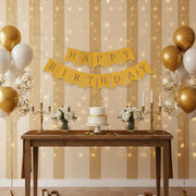 Yellow and Golden Happy Birthday Shiny Text Bunting Flag Banner