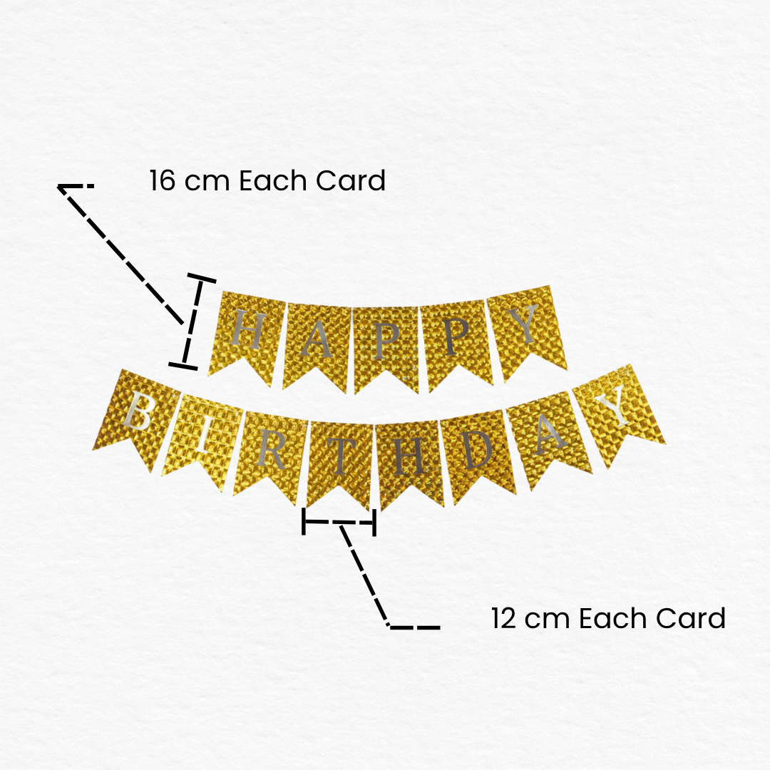 3D Bubbles Yellow & Golden Happy Birthday Bunting Banner / Shiny Happy Birthday Bunting Banner / 3D Birthday Decoration Banner