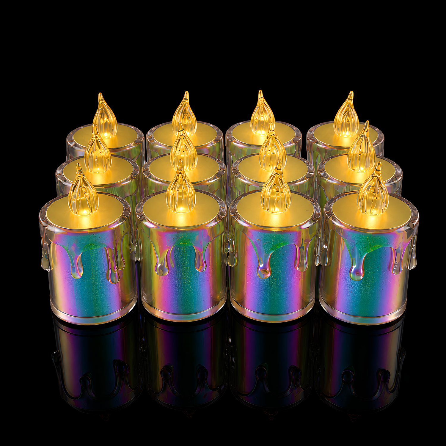 LED CW-500 Crystal Design LED Candles Set of 12 Colorful Flameless Battery Operated Decorative Candles for Home, Party & Festive Decoration