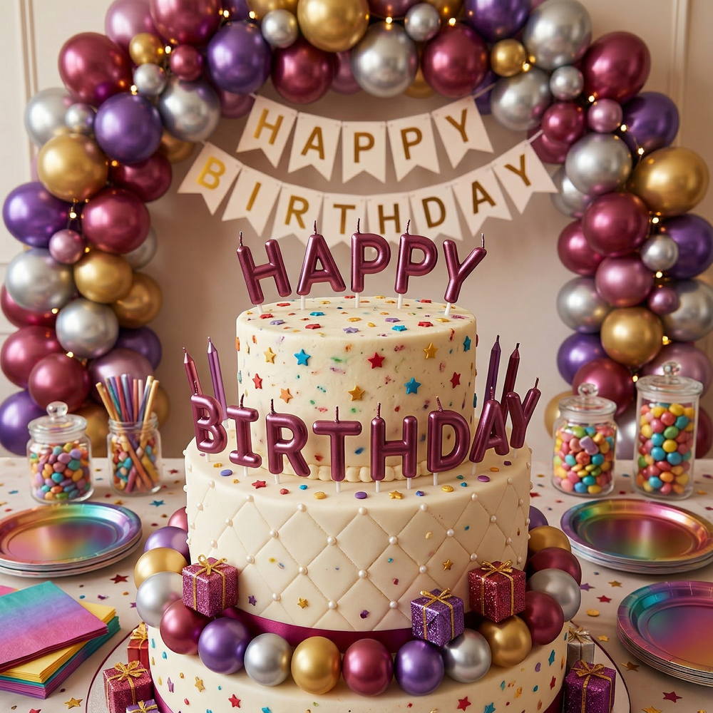 Magenta Pink Happy Birthday Letter Candles
Metallic Pink Alphabet Cake Candles
