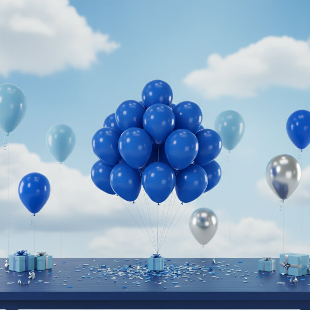 50 Pcs Light Blue Balloons Latex Party Round Balloon for Decorations