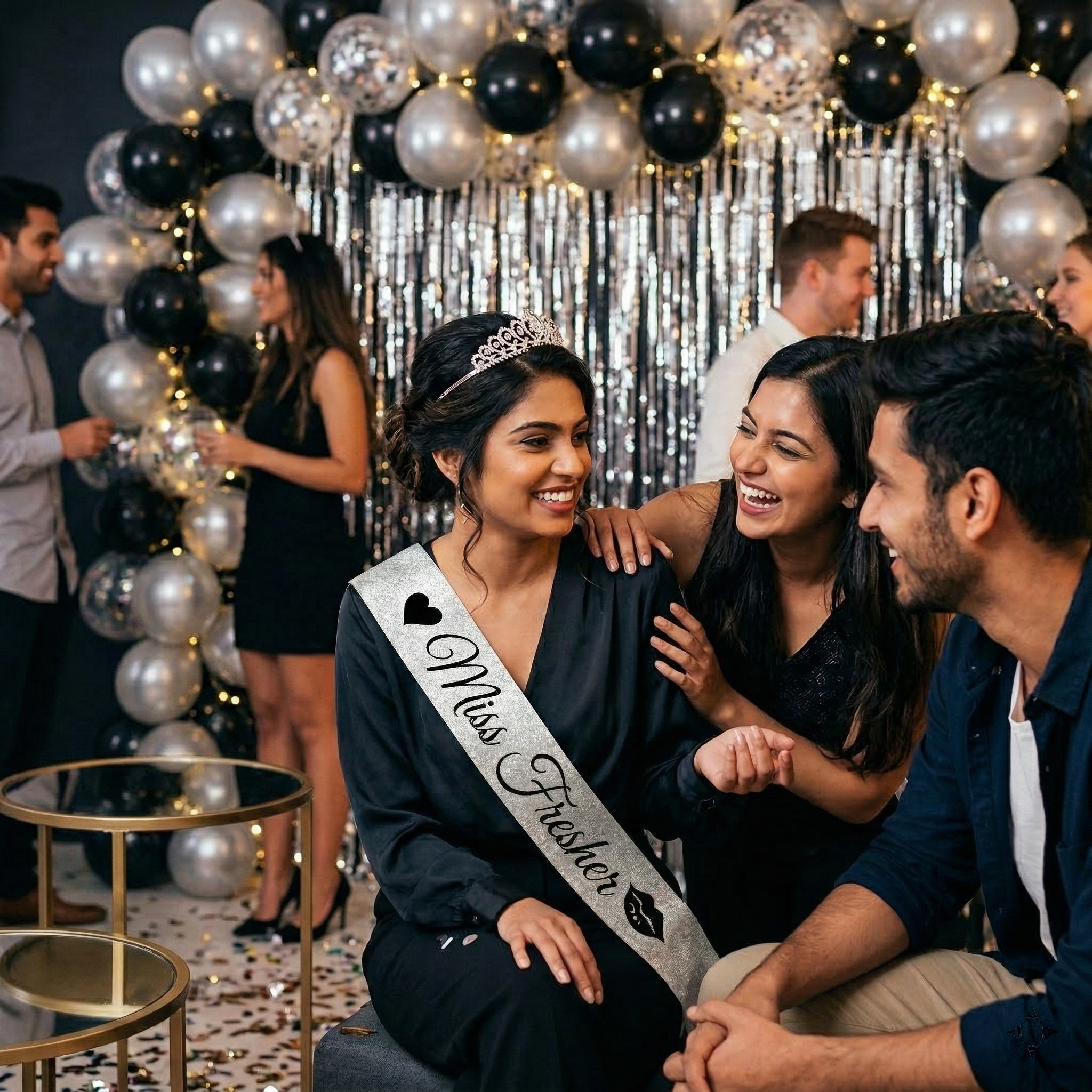 Silver Miss Fresher Glitter Sash for Girls
College Freshers Party Decoration Accessory