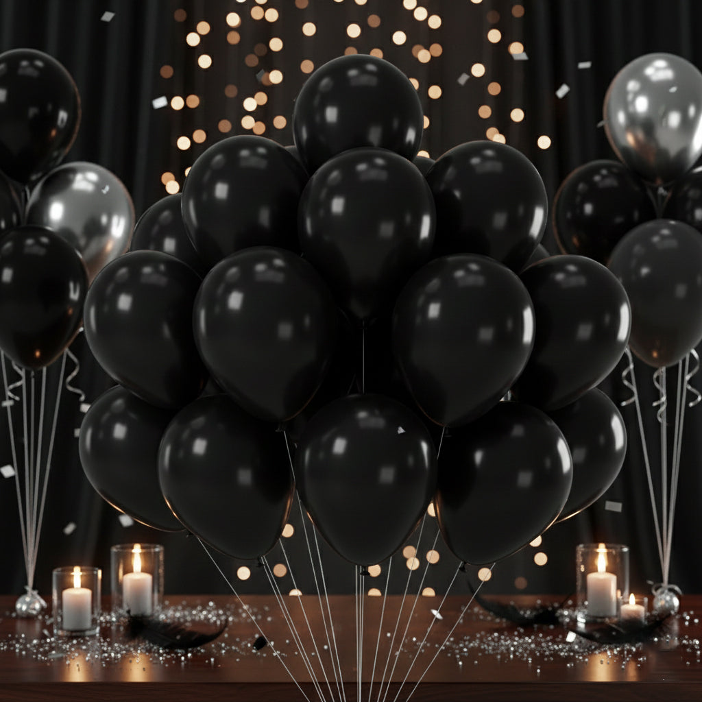 50 Pcs Black Balloons Latex Party Round Balloon for Decorations
