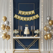 Embossed 3D Effect Golden and Silver Happy Birthday Bunting Flag Banner