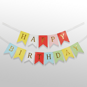 Multicolor happy birthday shiny text bunting banner for birthday decoration