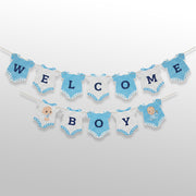 Welcome baby boy banner blue for newborn baby decoration
