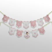 Welcome baby girl banner pink for newborn baby decoration