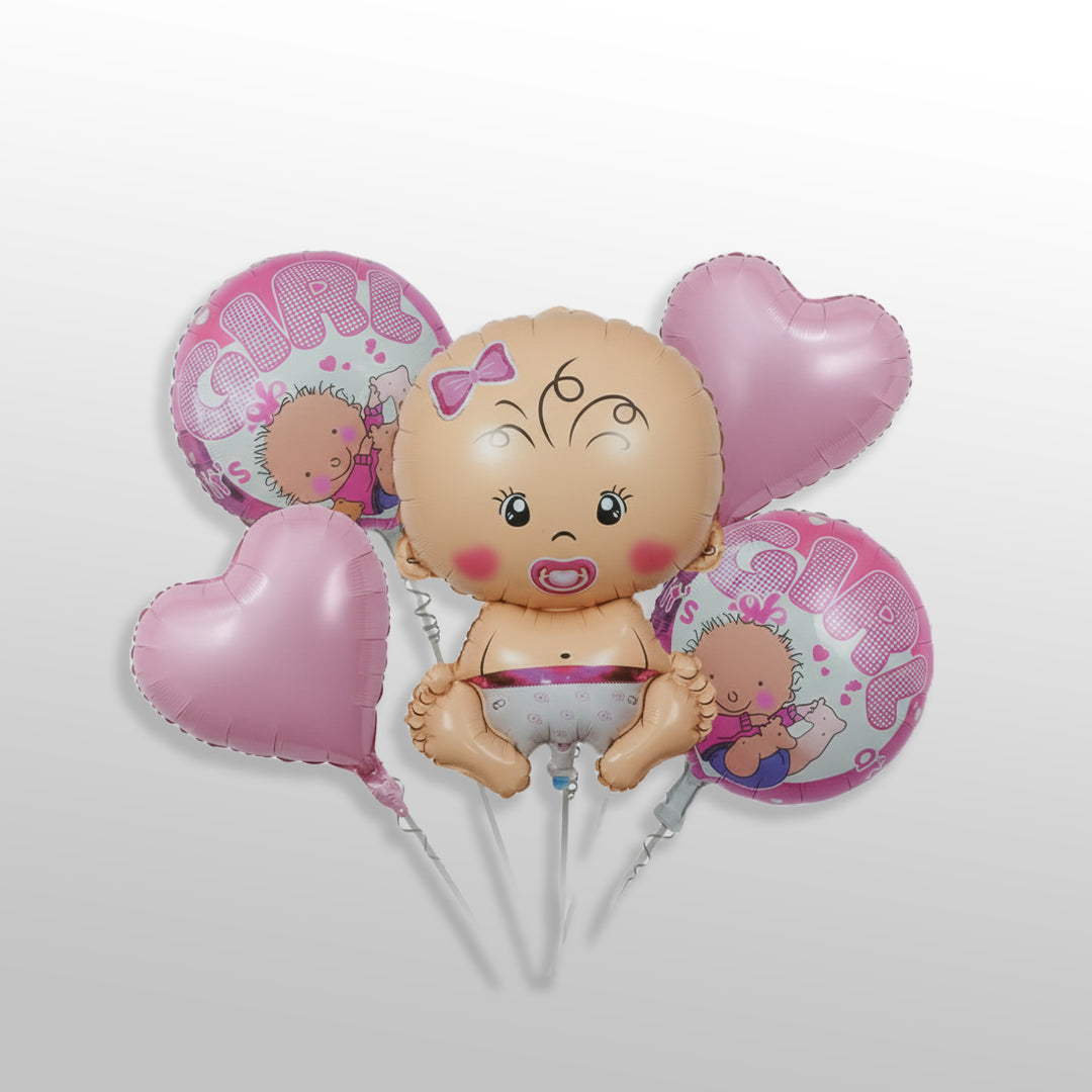 Set of Baby Shower Foil Balloons for a Baby Girl