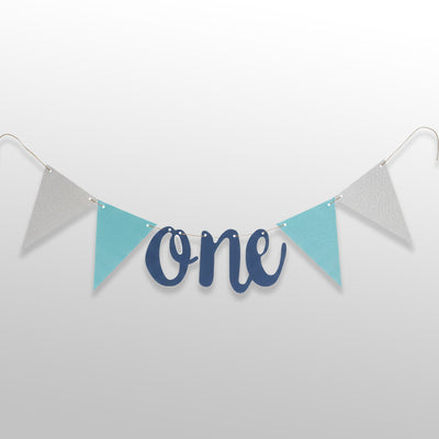 1st Birthday Blue & Silver Bunting Banner with ONE / Blue & Silver ONE Birthday Banner / Boys 1st Birthday Banner Decoration / 1st Birthday Flag Banner
